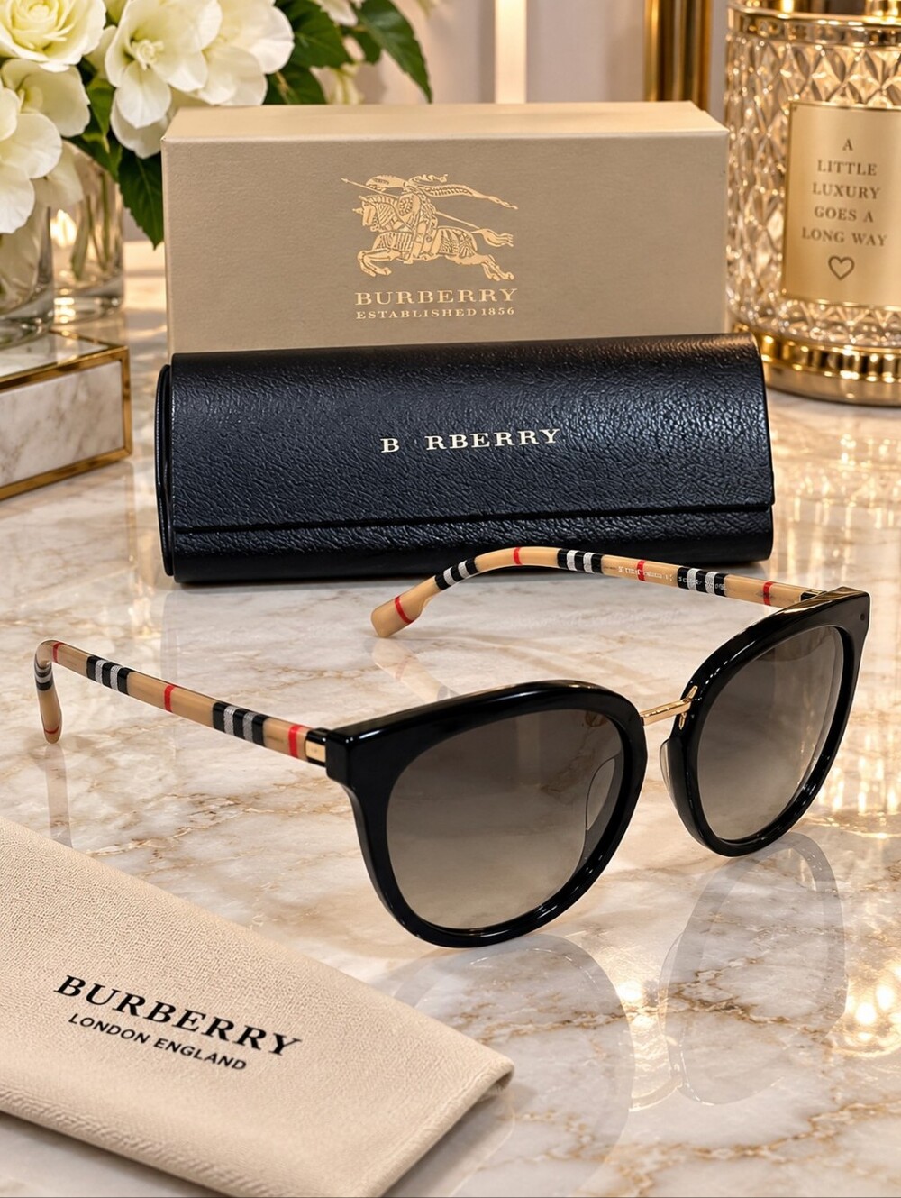 Burberry Black Plaid Sunglasses